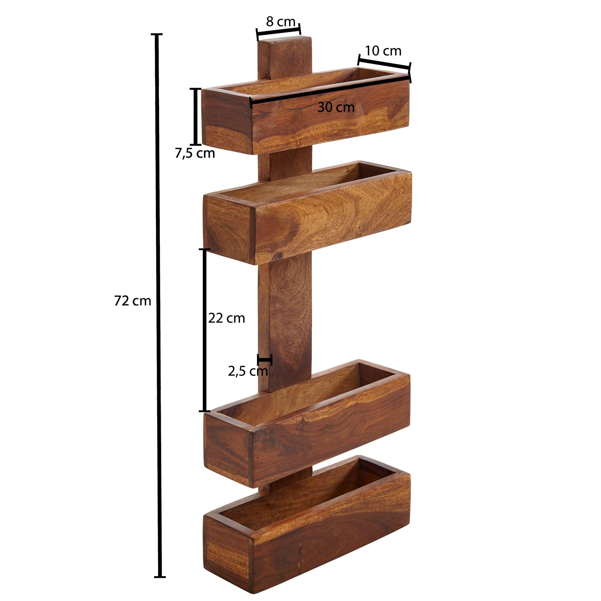 FineBuy Zeitungsständer Sheesham Massivholz 2 Ablagefächer Zeitschriftenständer Prospekthalter Landhausstil Material wählbar Braun