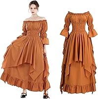 Vista 59 de NSPSTT Vestido victoriano, disfraz renacentista para mujer, vestido de bruja gótico, vestido de boda medieval