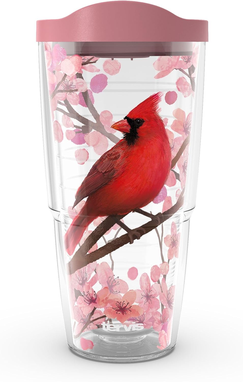 Tervis Sakura Cardinal Made in USA Double Walled Insulated Tumbler Travel Cup Keeps Drinks Cold & Hot, 24oz, Classic