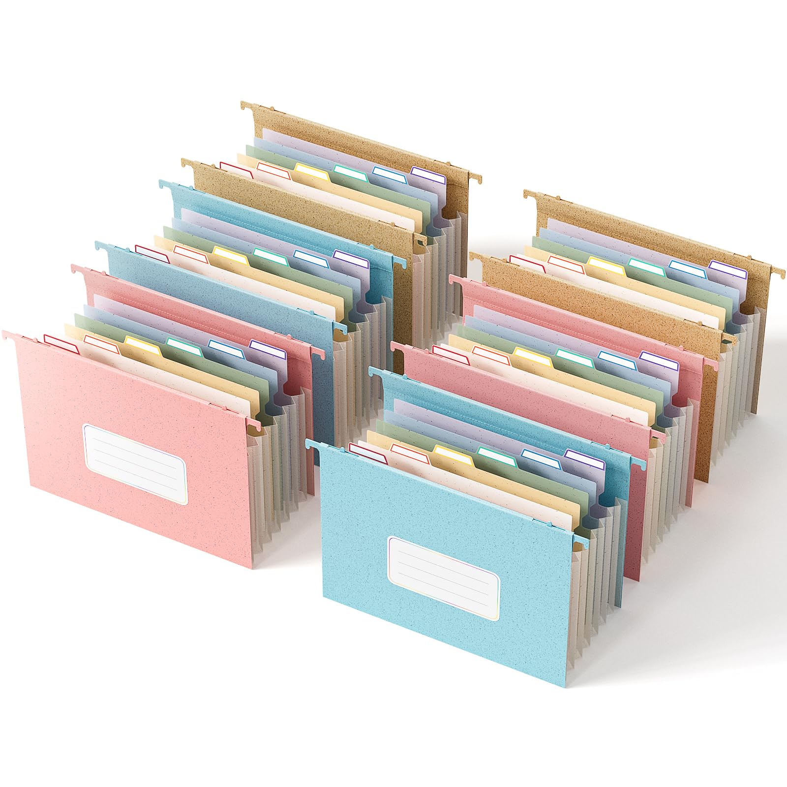 EcoStash Cartelle portadocumenti espandibili in paglia di grano, organizer per file in 3 colori, tasche accordiane da 3 cm, grande capacità, formato lettera per schedario, 100% senza BPA, ritorno alla