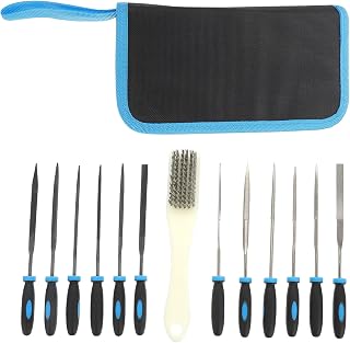 Tofficu 13pcs Woodworking File Set with Steel Carving and Polishing Files, Deburring Tools Kit with Cleaning Brush, Portable Wood Carving Tools for Crafting and DIY Projects