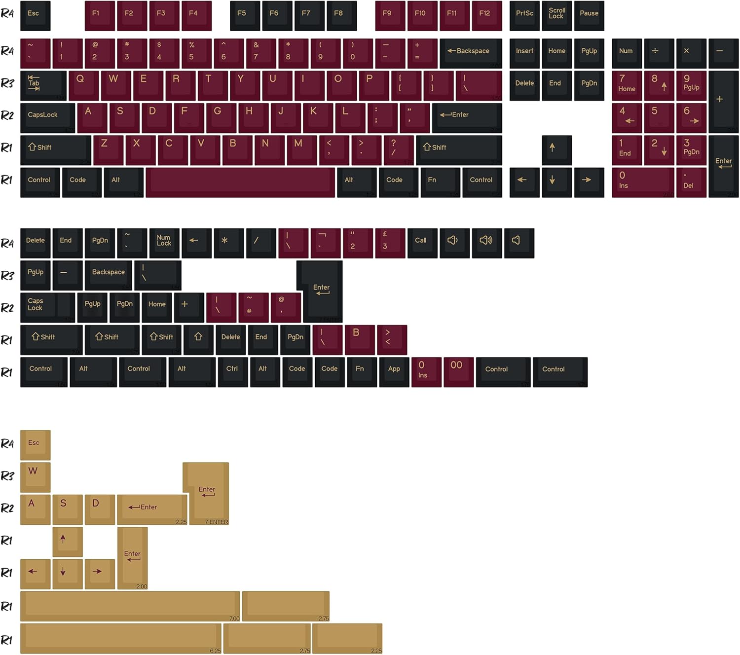 174 Keys Clone Red Samurai Key Caps PBT Double Shot Custom Keycap Set,Keycaps 60 Percent,Cherry Profile Keycaps for GK61/64/68/84/87/100/104/108 Mechanical Keyboard