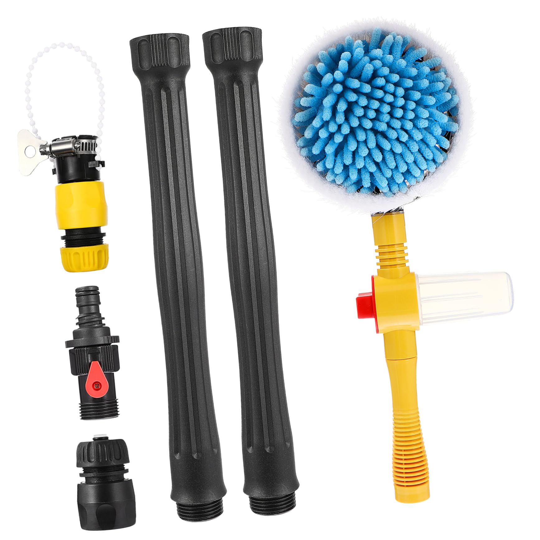 ULTECHNOVO Brosse de Nettoyage Forte Absorption d'eau pour Voiture Rotative Automatique avec Manche Long en Chenille et PP Supporte Pulvérisation et Nettoyage, pour Lavage de Voiture