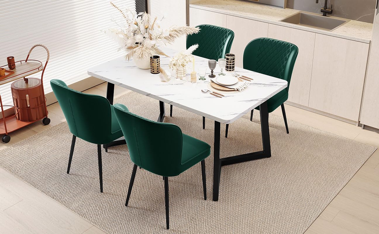 Set di 4 sedie da pranzo, moderne sedie imbottite in velluto con struttura in metallo, mobili eleganti per la casa per sala da pranzo, design elegante