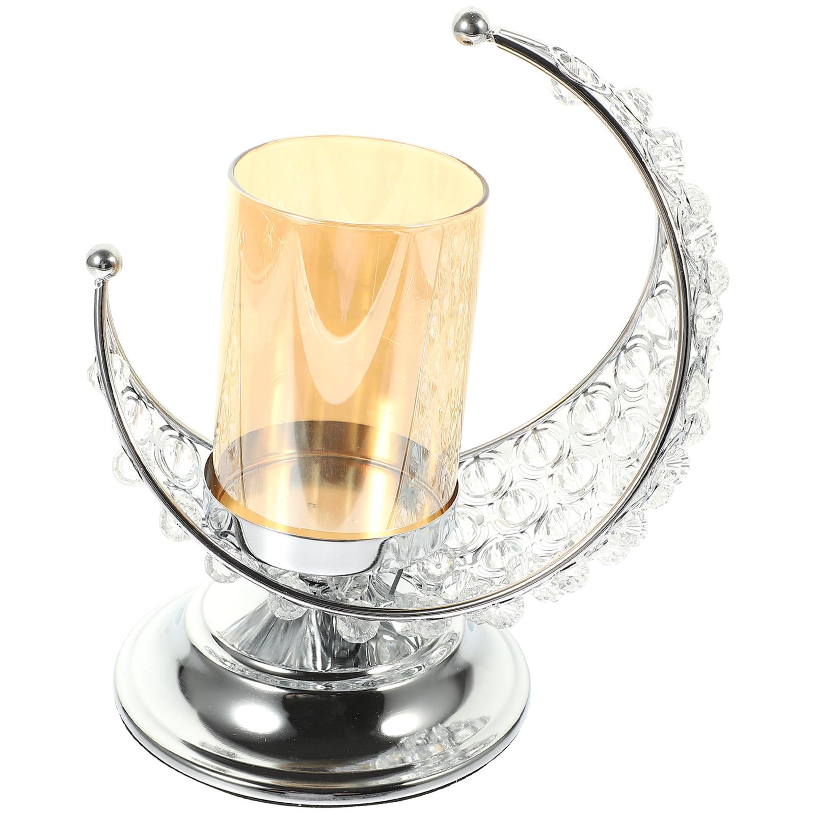 Mondförmiger Kerzenhalter aus Glas und Eisen für Tischdekoration