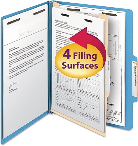 Smead Colored Classification Folders 4 Section Blue Bleu - Fichiers (Bleu, Lette
