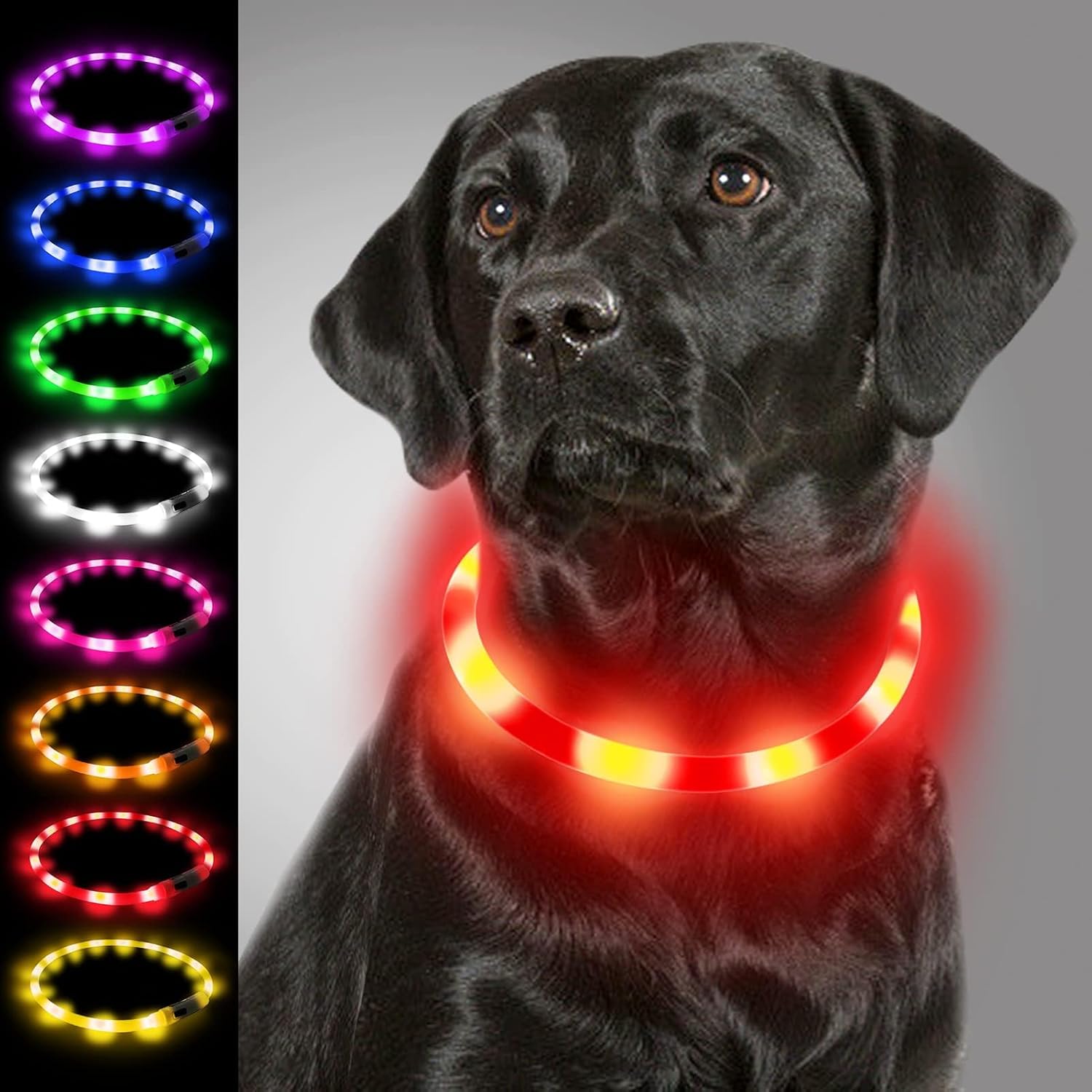 Joytale Leuchthalsband Hund USB wiederaufladbar Hundehalsband leuchtend für große mittelgroße kleine Hunde und Welpen, LED-Halsband mit 3 Modi für Sicherheit, Rot