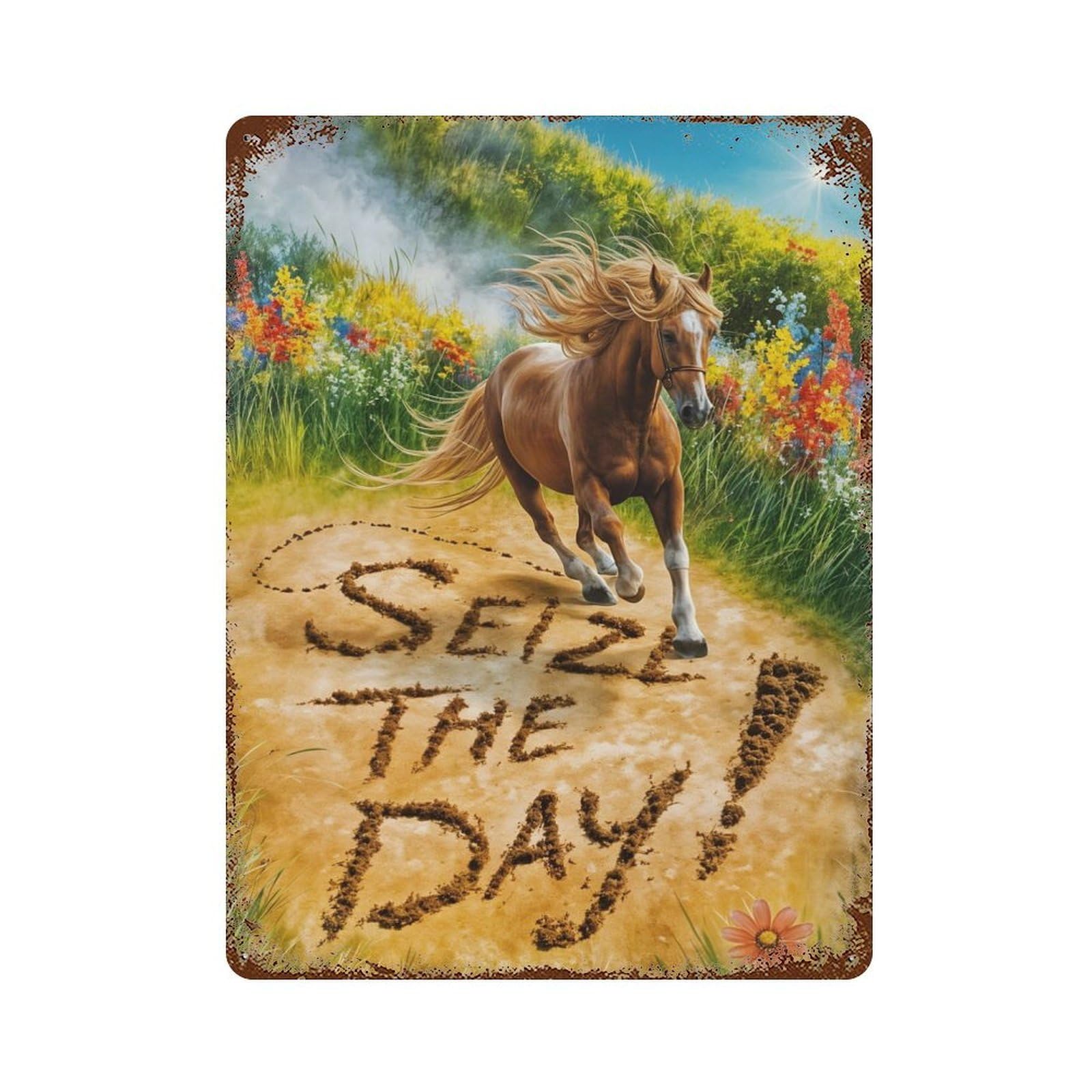 Seize The Day Decorative Tin Sign 15.7"x11.8", Ideal for Cafe, Home Bar And Lounge Decor