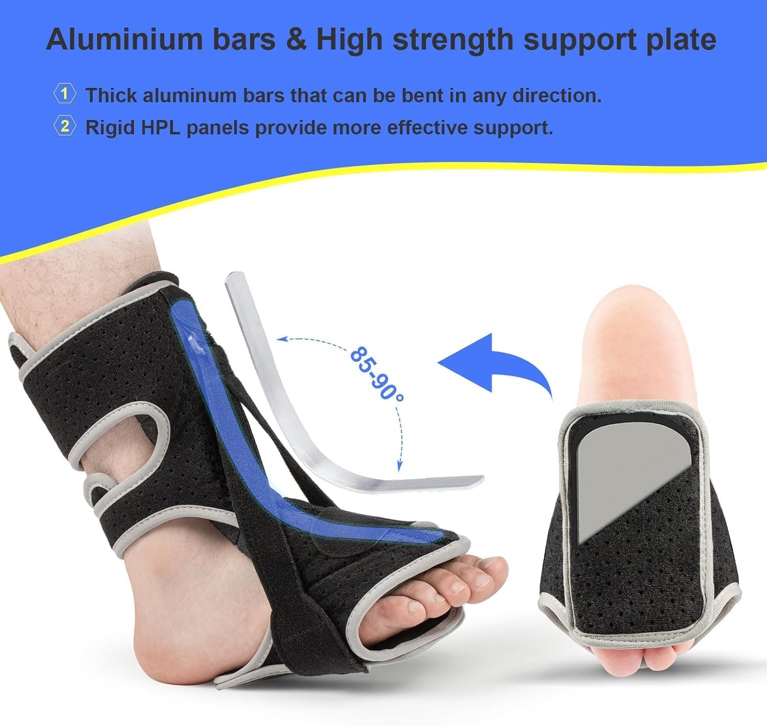 Plantar Fasciitis Night Splint, 2026 Upgraded Adjustable Plantar Fasciitis Relief Night Splint for Men and Women with Achilles Tendonitis and Plantar Droop (Black and Gray) - Image 3