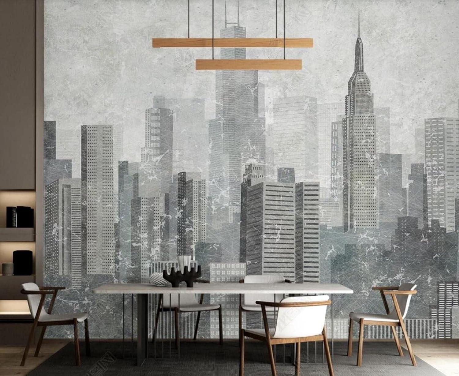 Amazon 壁画3d写真の壁紙 都市の建物の景観ジオメトリ 壁紙寝室のリビングルームの背景の壁の装飾の壁画 壁紙