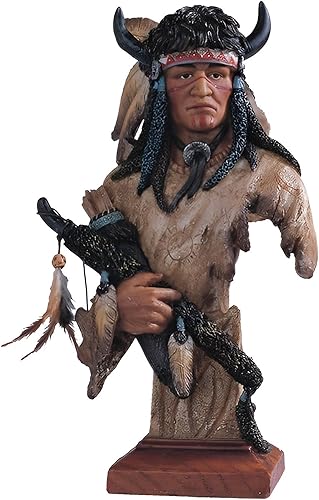 ICE ARMOR Estatua de busto de guerrero indio de 13 pulgadas de alto, estatua de decoración nativa americana disponible en Yaxa Peru