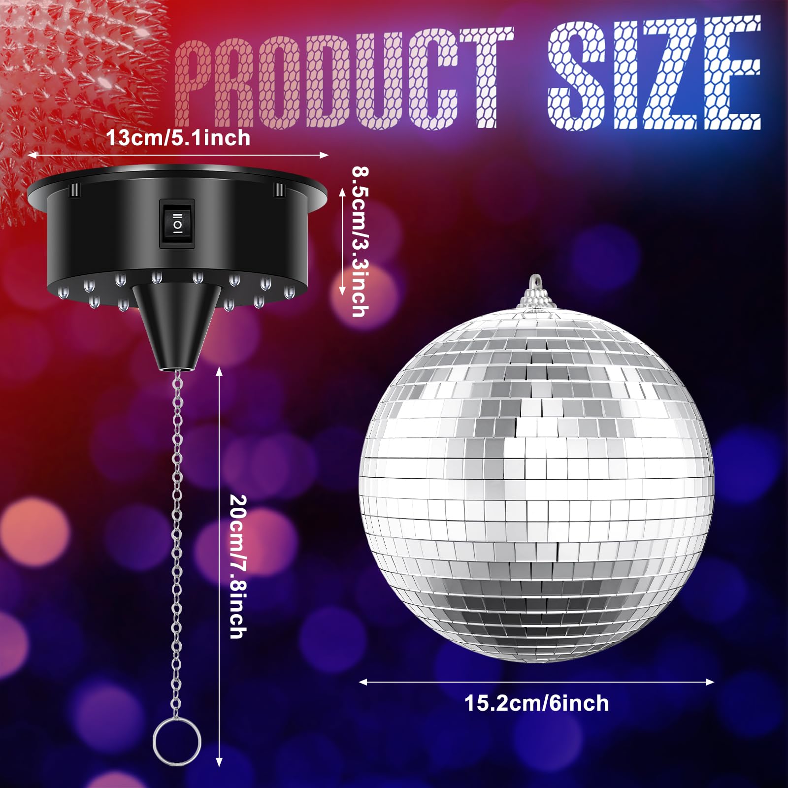 Amazon.co.jp: ディスコボールライト 6インチ 回転ミラーボール
