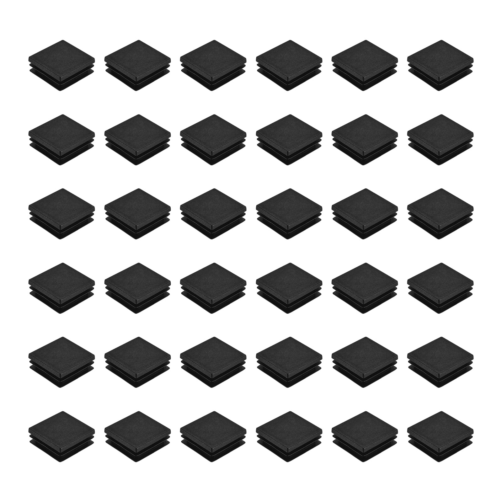 uxcell 32Pcs Square Plastic Plugs, 38 x 38mm/1.5 x 1.5inch PE Pipe Tubing End Caps for 32-36mm/1.26-1.42inch Square Tube Furniture Chair Leg, Black