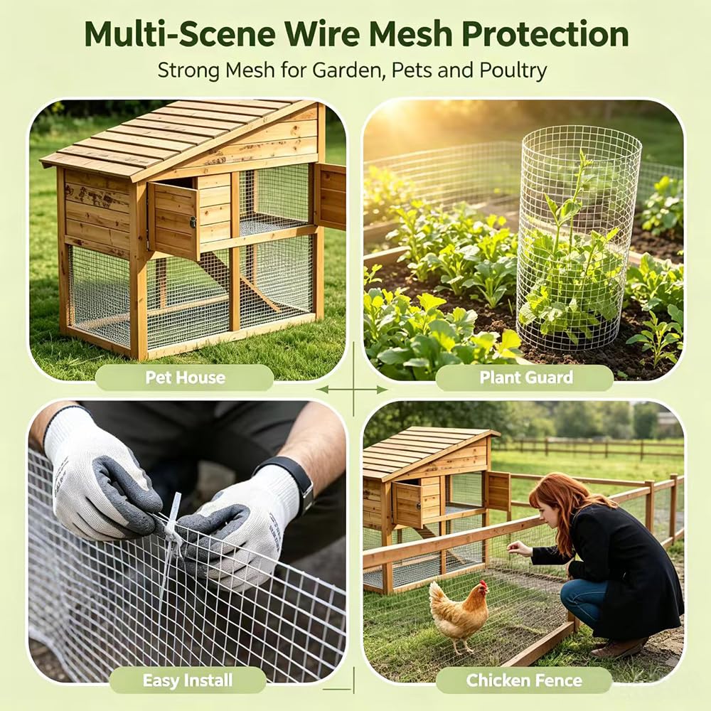Grillage galvanisé 1m×10m maille fine 0,63mm, grille anti rongeur,grillage à poule, enclos lapin, volière, protection anti rongeur, clôture jardin robuste, grillage métallique polyvalent