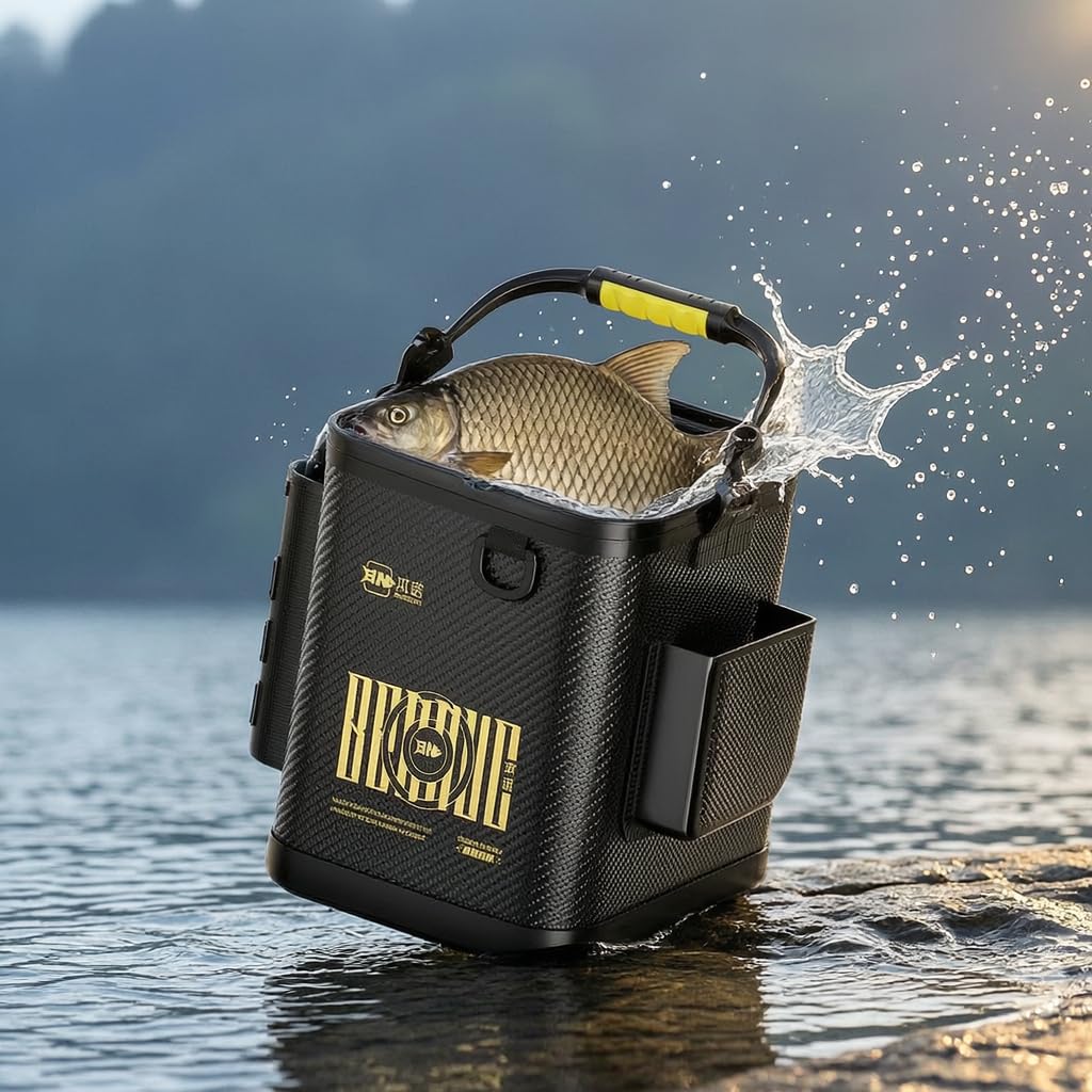 Seau pêche Pliable en EVA Robuste, bassine Portable pour à Poisson et Camping