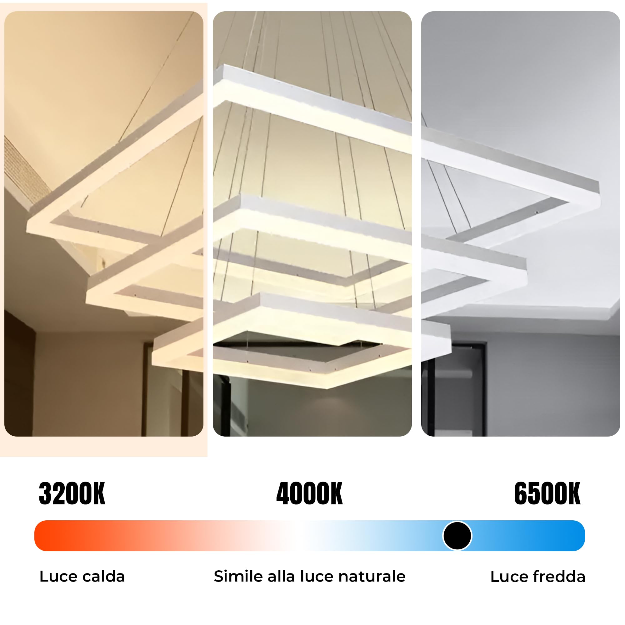 Arcadia Lampadario Led Soffitto a Sospensione Moderno con Luce Calda e Fredda Dimmerabile, Telecomando e App per Cellulare - Lampadario Camera da Letto, Soggiorno, Cucina e Cameretta - 5500 LM 60 Cm