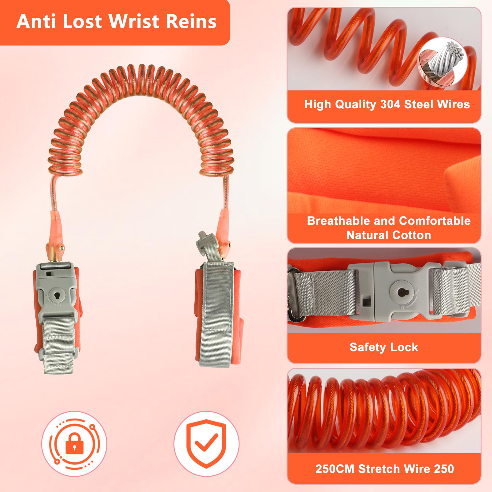 Anti Lost Toddler Wrist Reins, Toddler Safety Harness Walking Leash, Anti-Lost Child Safety Wrist Link - Image 3