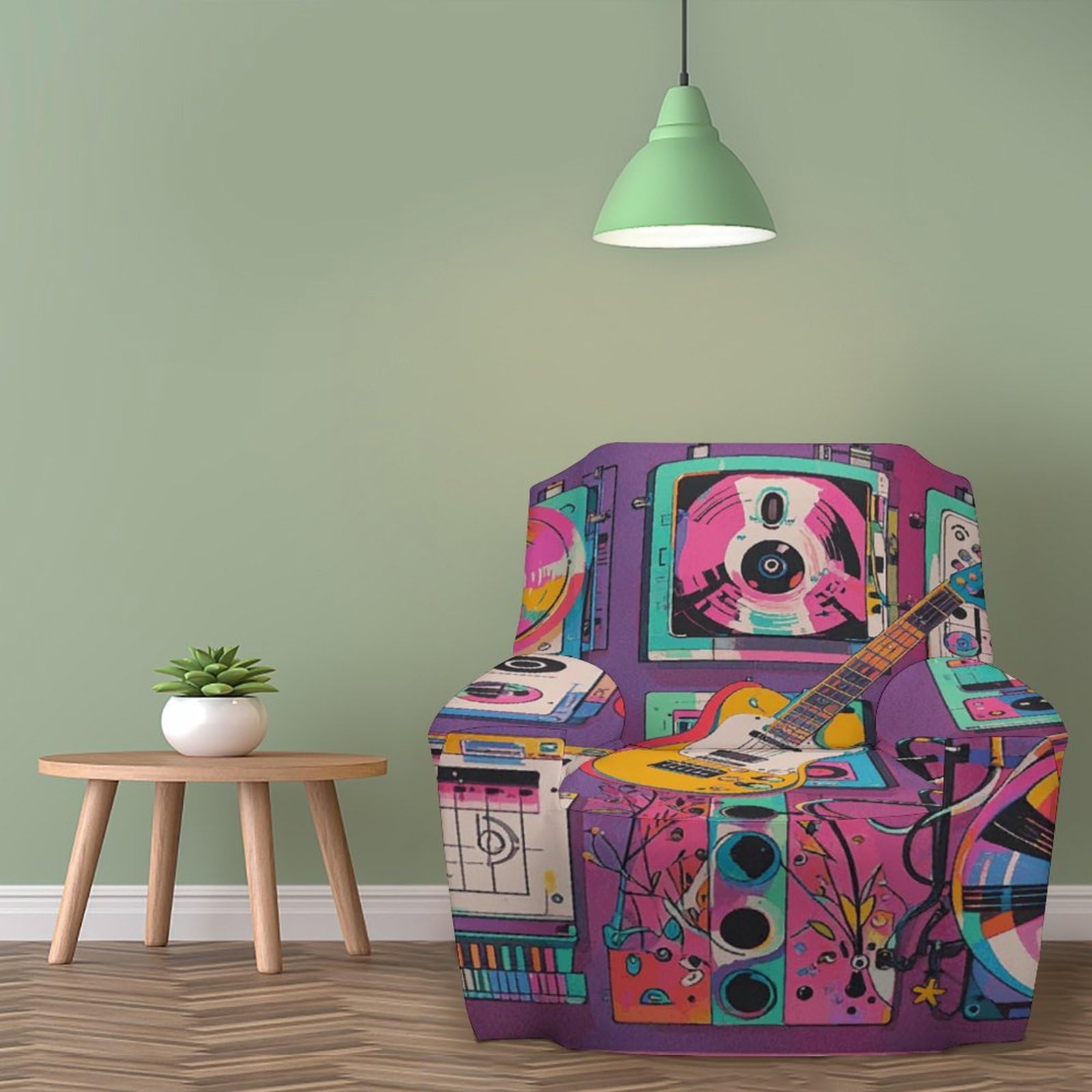 Housse de canapé extensible imprimée sur le thème de la musique, convient aux canapés standard de 81,3 cm à 119,4 cm, respectueuse de l'environnement, durable, housse de canapé inclinable pour