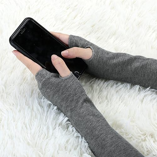 Miniatura 34 de Allegra K Calentadores de brazo sin dedos unisex de moda clásica