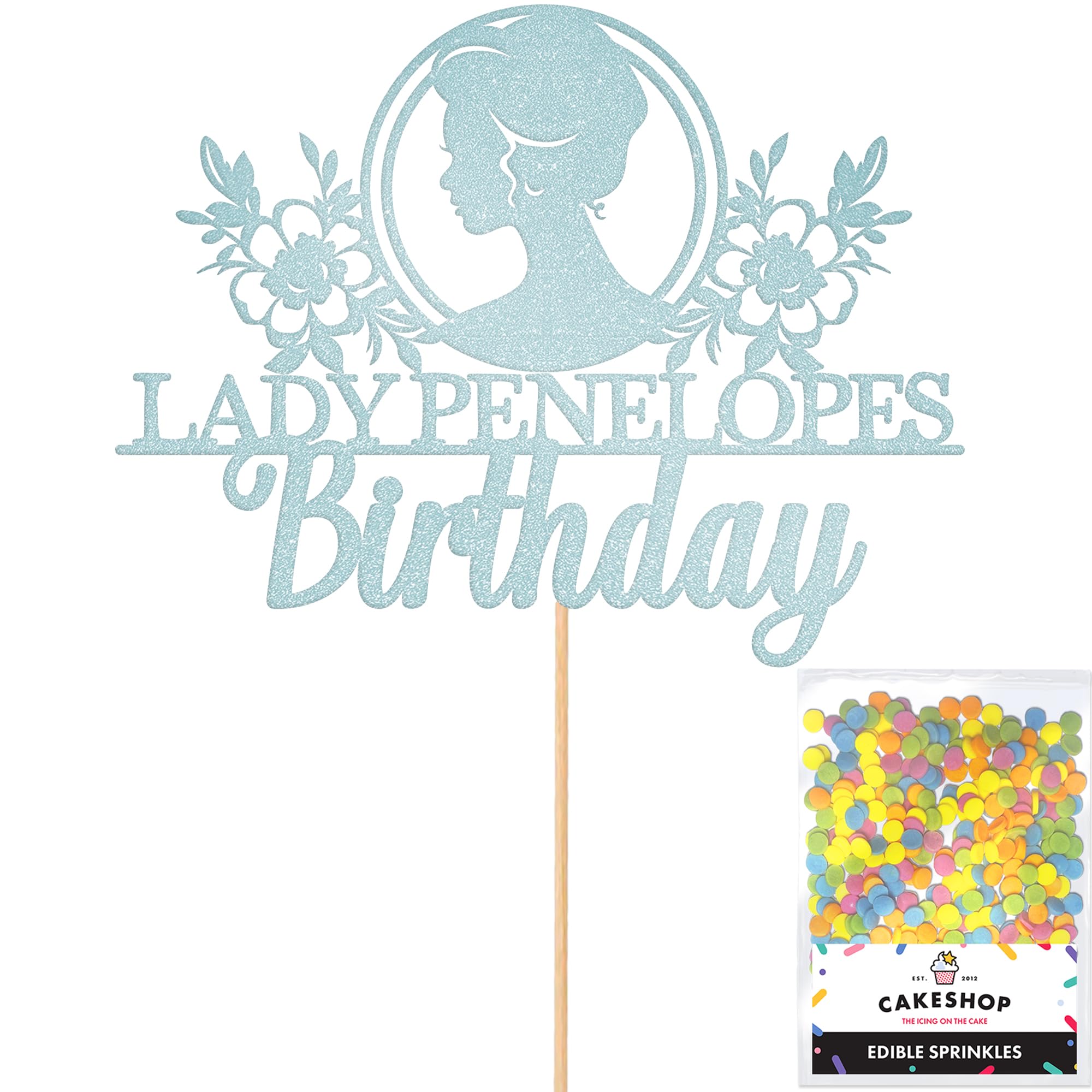 Personalised Bridgerton Themed Glitter Cake Topper - Any Name Glitter Cake Decoration and Sprinkles - Happy Birthday Decorations - Custom Toppers for Cakes by Cakeshop