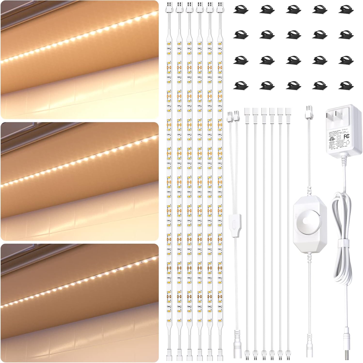 Hensam 180pcs LED Under Lighting Kits, 6pcs 20Inch Dimmable LED