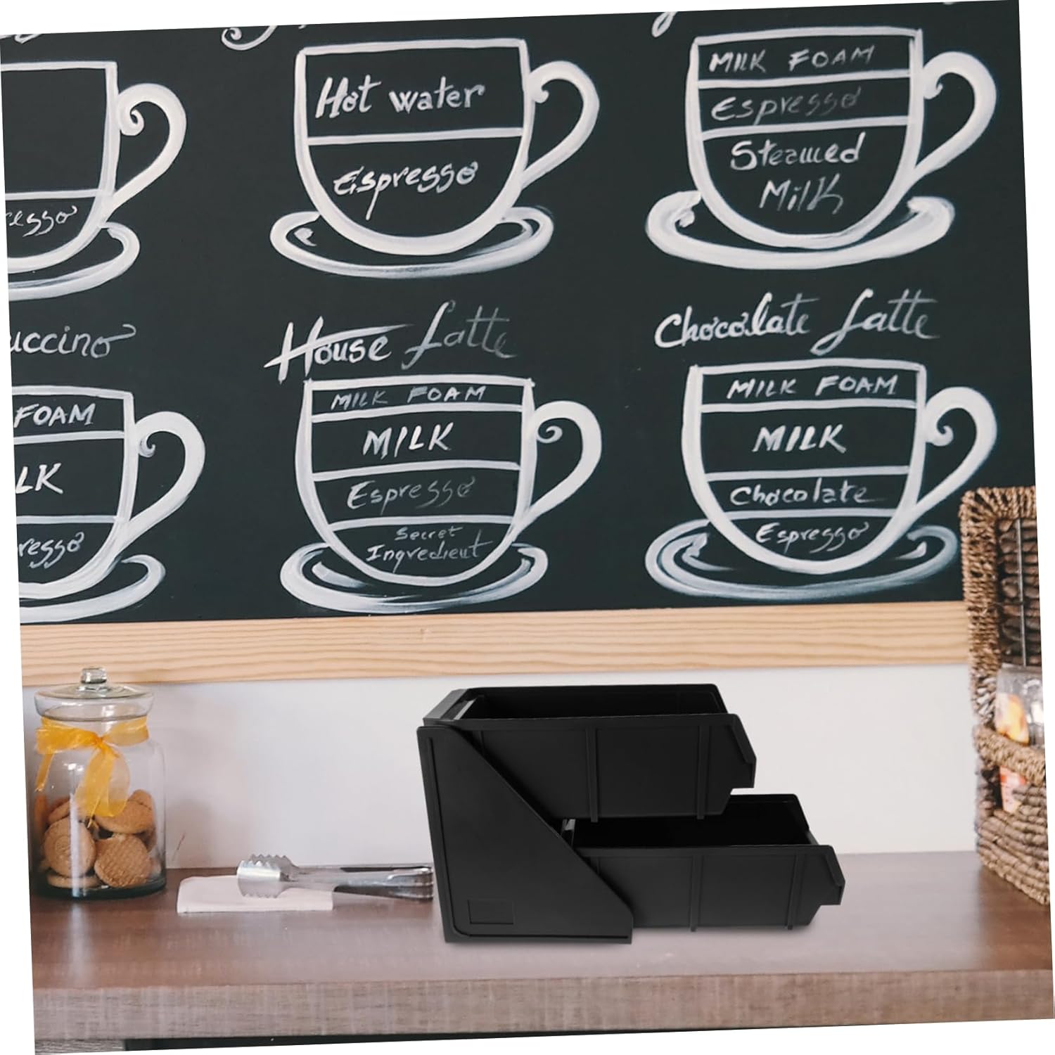 Multi-Functional Coffee Station Organizer Straws Holder Plastic Condiment Storage Box Countertop Accessory for Coffee Bar Tea and Sugar Packets for Cafes and Home Use