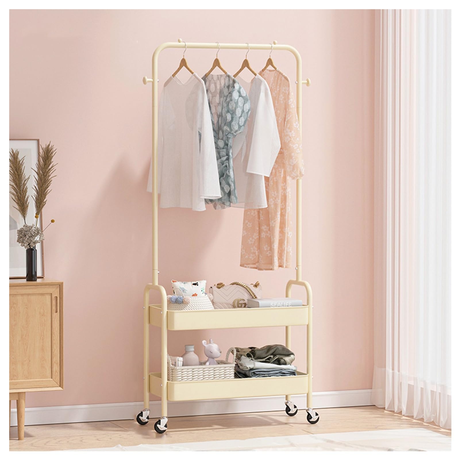 Porte-vêtements pour dressing et chambre avec double bac de rangement