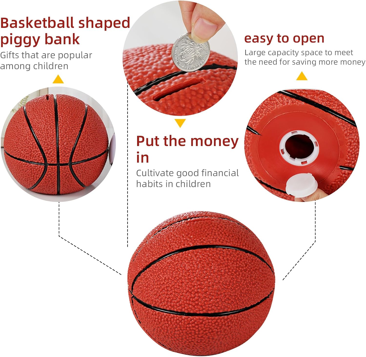 Football Piggy Bank for Kids, Unbreakable Money Bank, Large Capacity Sports Coin Bank Savings Box, Educational Toy & Gift for Boys Girls Age 5-13