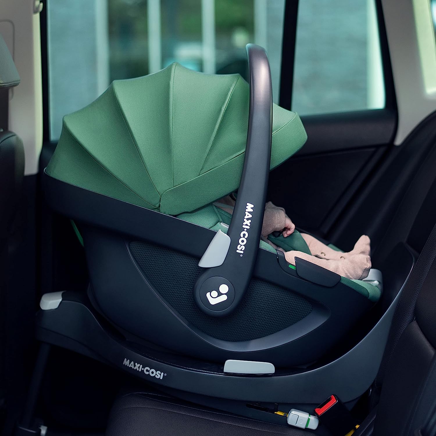 Maxi-Cosi Pebble 360, silla coche bebe i-Size, Silla Coche 360 Recien Nacido con Giro de 360 Grados, 0-15 meses (40-83 cm), ClimaFlow, arnés de apertura y cierre fácil, G-CELL, Essential Green
