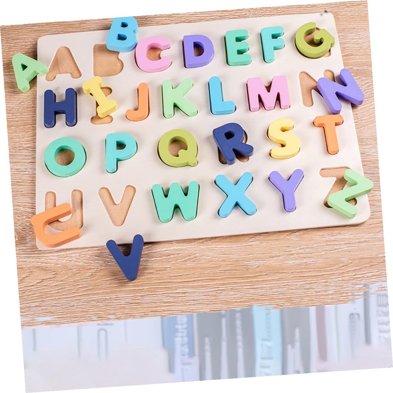 Puzzle di Lettere e Numeri in Legno 4 Pezzi, Blocchi Educativi