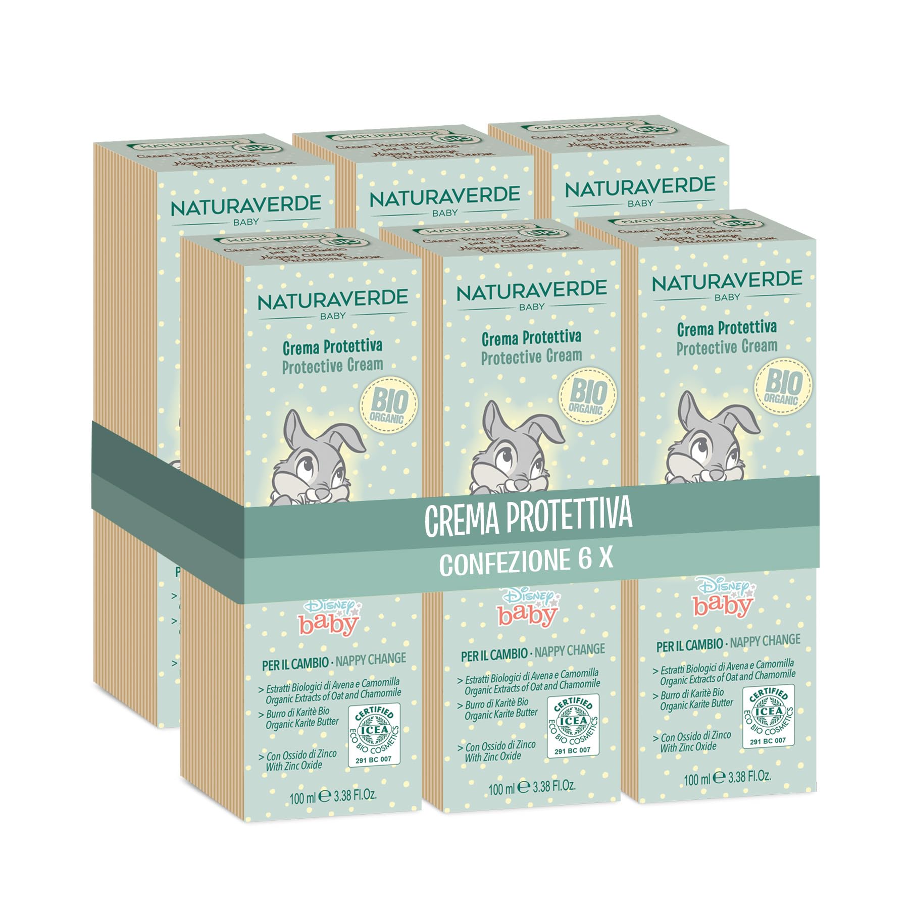 Naturaverde | Baby- BIO- Disney- Crema Protettiva Emolliente, 6x100 ml