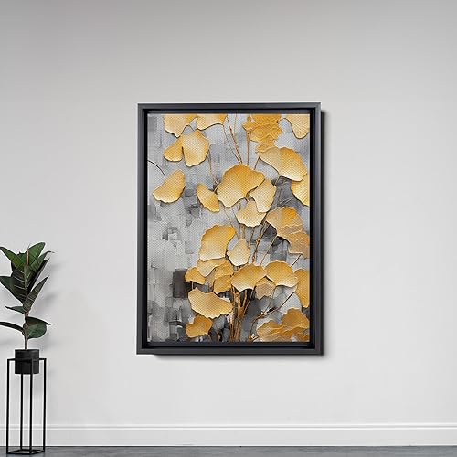 Miniatura 5 de Original Ginkgo biloba Print On Canvas, Modern Textured Gold Wall Art, Abstract Gold Leaves Print, Living room Wall Decor, Decor Canvas, Arts