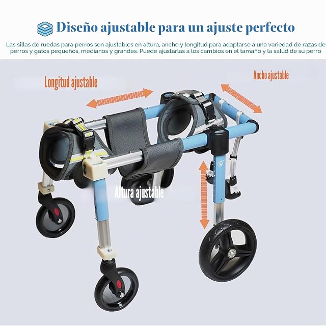 Foto 4 de 8 de ZHZWwansuGE Silla De Ruedas para Perros De 4 Ruedas, Silla De Ruedas para Patas Traseras