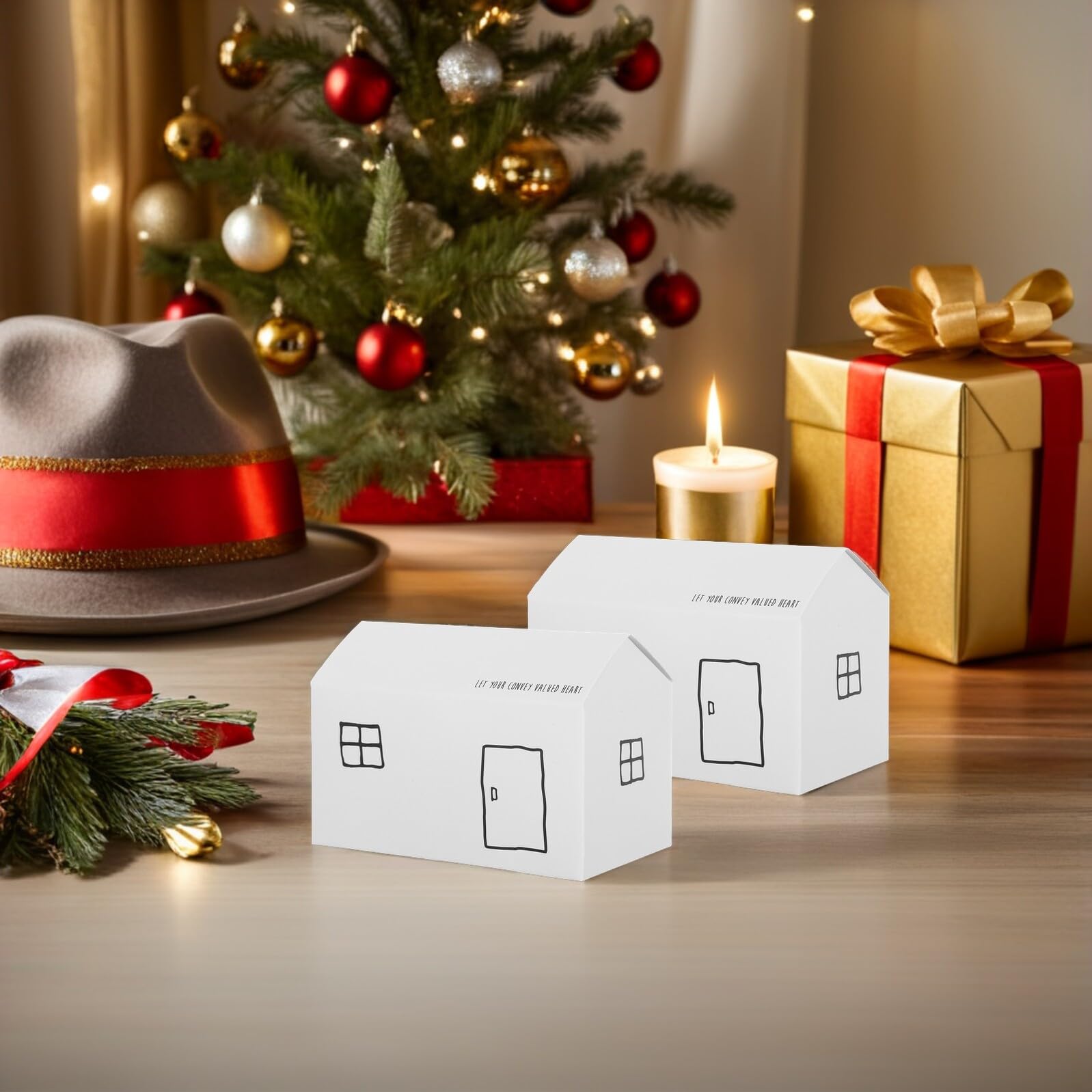 50 pezzi Scatole Regalo Casa Confezione Piccola per Dolci e Caramelle Scatole di Carta per Feste Matrimonio e Natale Facili da Montare Design Elegante e Protettivo