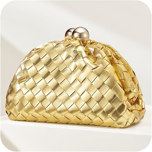 CHUNLI Dressy Woven Clutch Purses for Women Evening Wedding Formal Occasion,Dumpling Crossbody Shoulder Handbags for Women