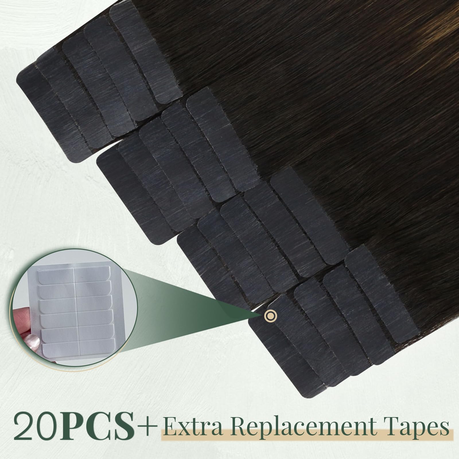 Ugeat Przedłużanie Włosów Taśma, Włosy Ludzkie, Balayage Ciemny Brąz, 35 cm 20 sztuk 40g, Przedłużanie Włosów Tape in, Odcieniem Średniego Brązu, Remy Naturalne Proste