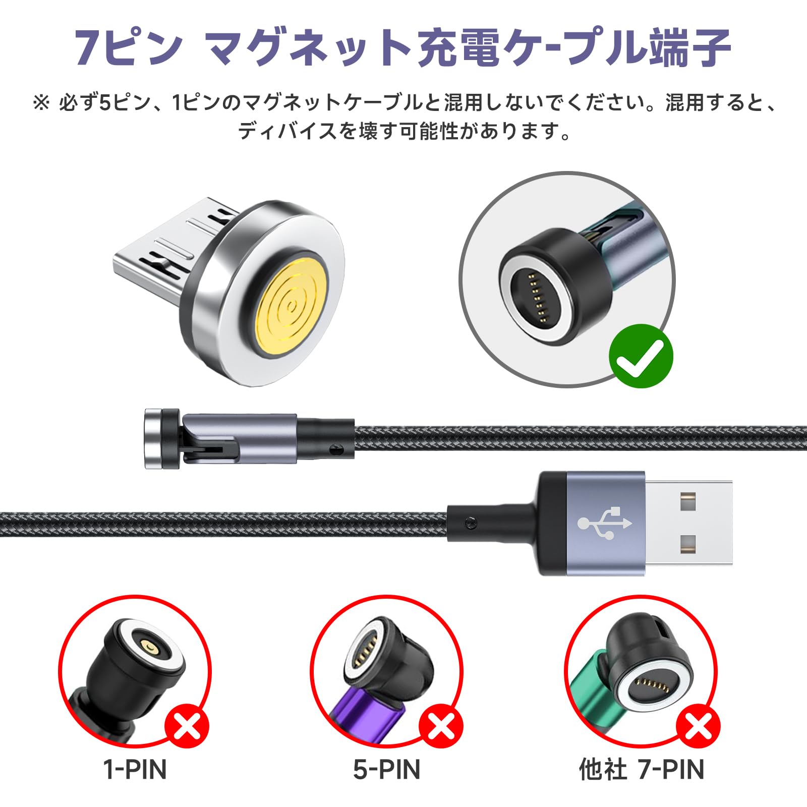 Amazon.co.jp: USB-B コネクタ マグネット 7ピンケーブル専用 3個