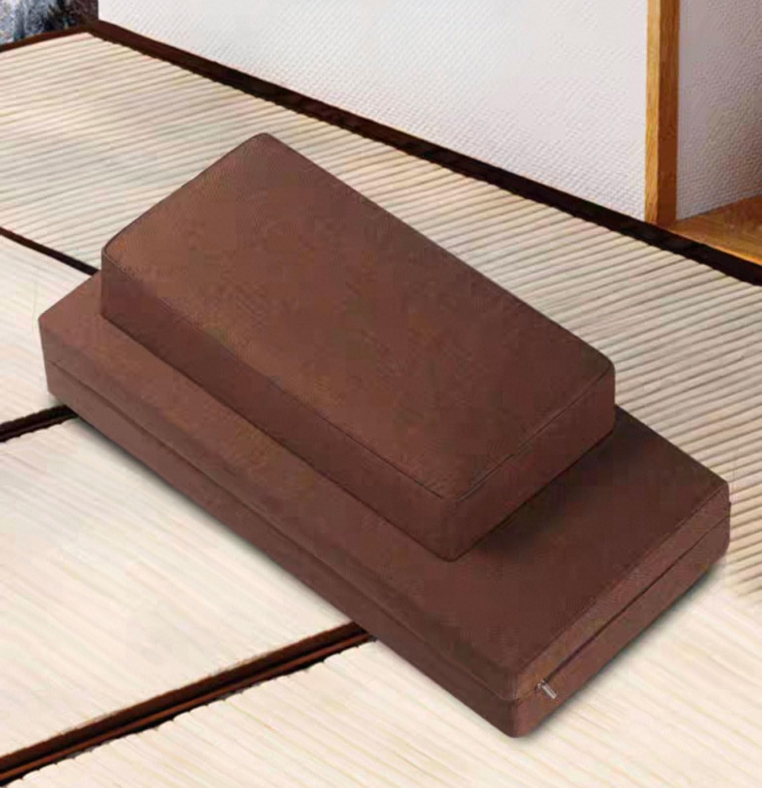 Tappetino da meditazione con palma da cocco ispessito, pieghevole, 71,1 x 71,1 cm, grigio futon, comodi tappetini per inginocchiarsi per la casa, yoga e meditazione, antiscivolo, essenziali per la