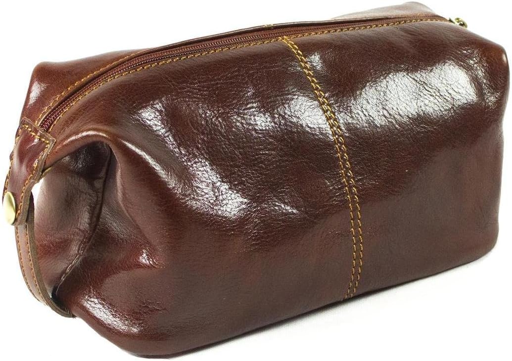 Rivello Genuine Leather Luxury Toiletry Bag - Internal Compartments with Zipped Closure