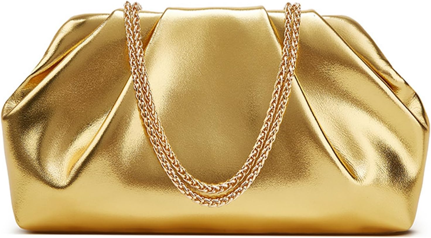 Clutch Purses for Women, Elegant Pleated Soft PU Leather Evening Bag, Detachable Metal Chain Crossbody Bag Ideal for Weddings & Parties