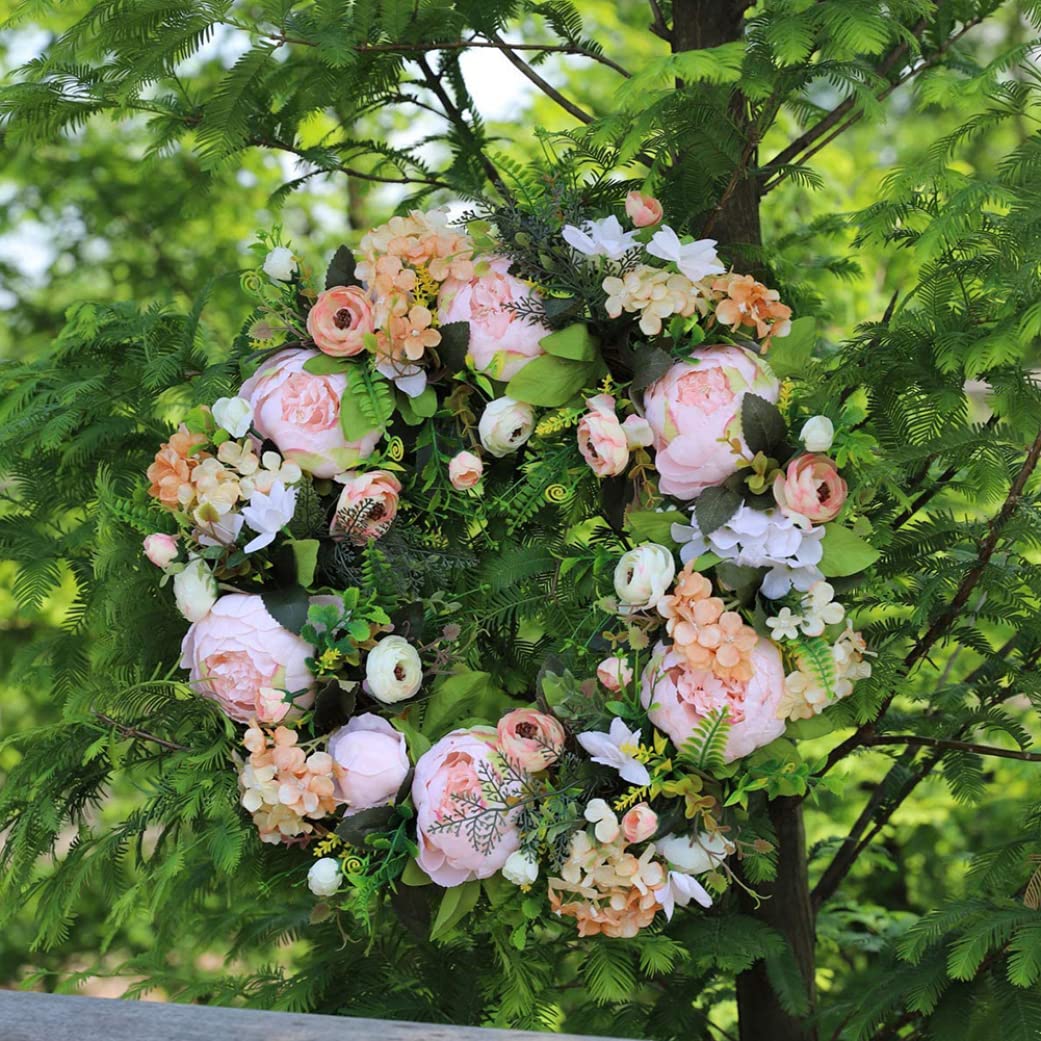 Ghirlanda di Fiori di peonia | Ghirlanda di peonie Artificiali Ghirlande per Porte Rotonde Floreali per la Decorazione della casa di Nozze della Porta d'ingresso