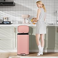 Vista 30 de Arlopu 8 Gallon Step Trash Can, Stainless Steel Garbage Bin, Soft-Close Rubbish Bin with Removable Plastic Inner Bucket, Fingerprint-Proof, Lid Grey