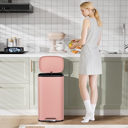 Miniatura 30 de Arlopu 8 Gallon Step Trash Can, Stainless Steel Garbage Bin, Soft-Close Rubbish Bin with Removable Plastic Inner Bucket, Fingerprint-Proof, Lid Grey