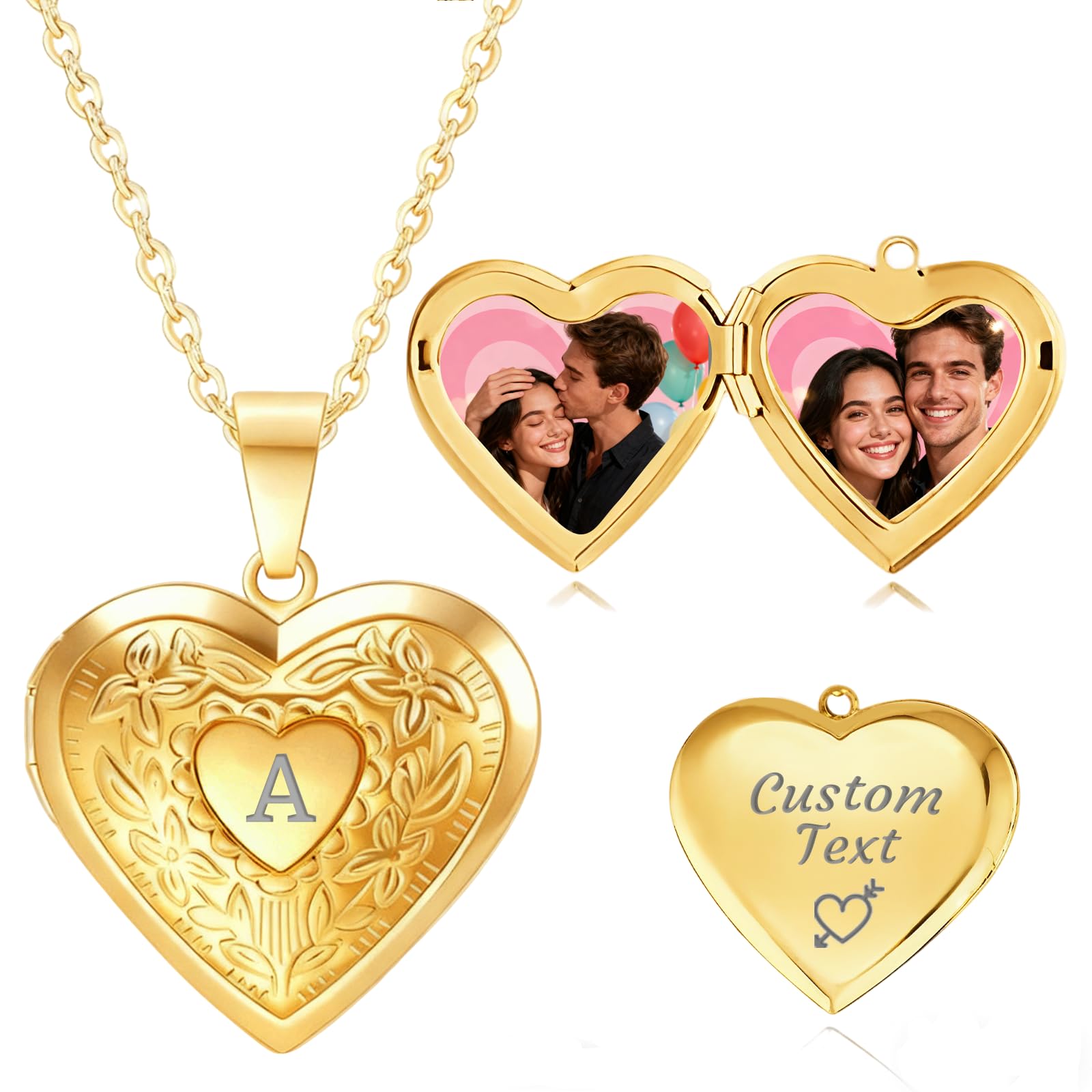 Jumaple Custom Photo Locket Necklace for Women Personalized Heart Locket Necklace with Pictures Inside Picture Locket Necklaces Gift for Girlfriend