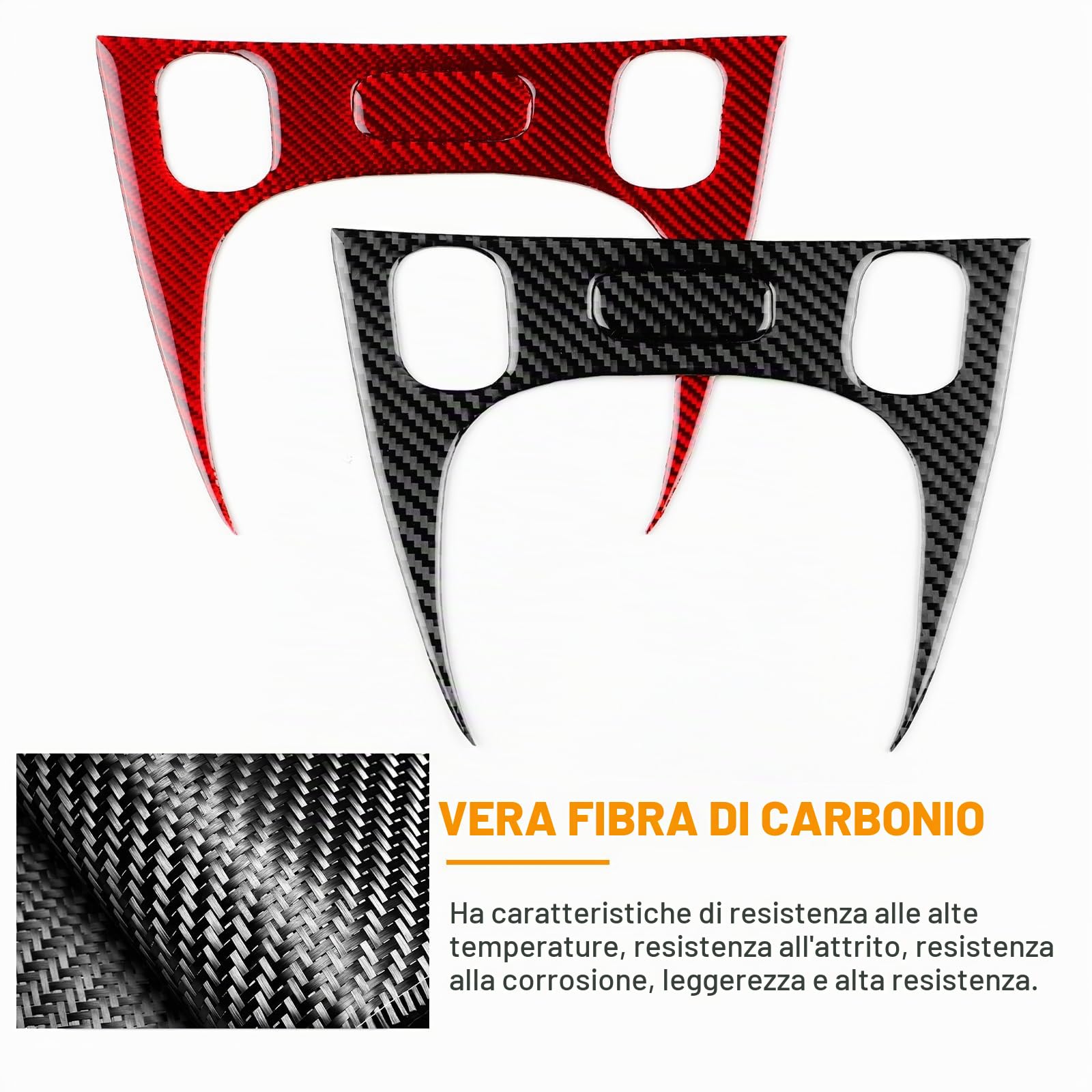 KUNGKIC Fibra di carbonio Auto Pannello di controllo Copertura Telaio Ingranaggio Adesivi Per Fiat Panda 169 319 2013-2020 2021 2022 2023 2024 2025 cambio pannello Interno Accessori decorativi (nero)