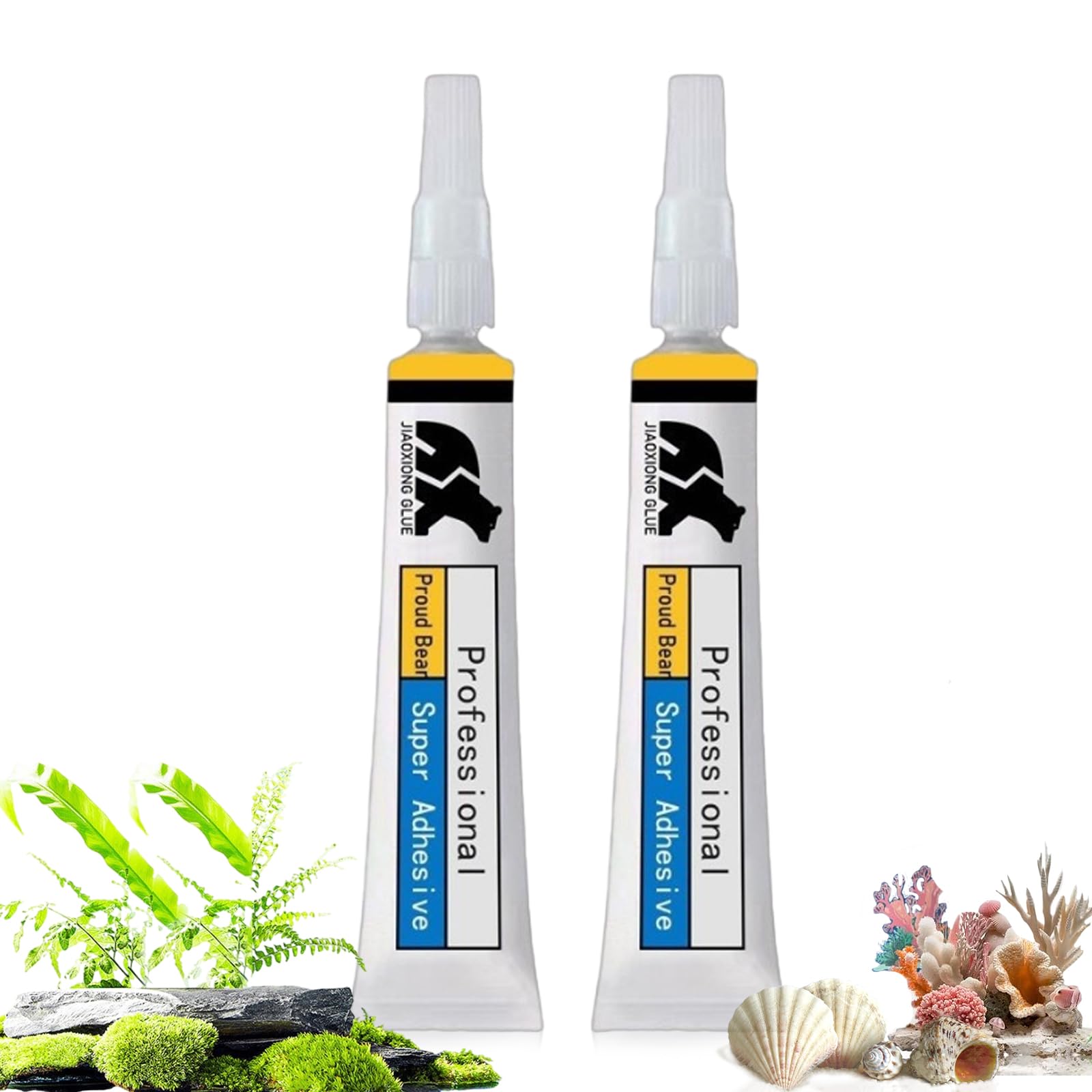 Hocklliy Aquarium Glue 2 PCS,Aquarium Safe Glue,Aquarium Kleber,Fish Safe,Quick Drying, Reef Glue for Plants Moss Aquascaping, Water Plant, Moss, Coral, Stone, Wood