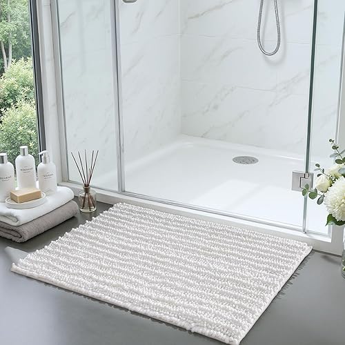 Miniatura 4 de DEXI Alfombras de baño, tapetes de baño de felpilla para suelo de baño, antideslizantes, absorbentes, lavables, alfombras de ducha de felpa para