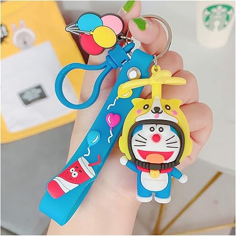 Amazon Co Jp キーチェーン 新しいトレンドヘルメットキーホルダーかわいいファッション人気の女の子の心キーホルダーペンダントドラーモエモンスクールバッグキーリング Color White シューズ バッグ