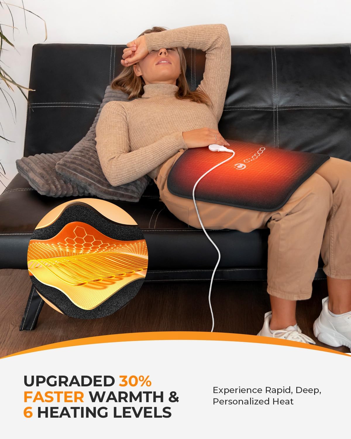 CooCoCo Hip Heating Pad for Sciatica Pain Relief, FSA Eligible Heated Hip Brace for Hip Pain Relief, HSA Lower Back/Thigh/Buttock/Leg Electric Heat Pad, Use for Home Office - Image 3