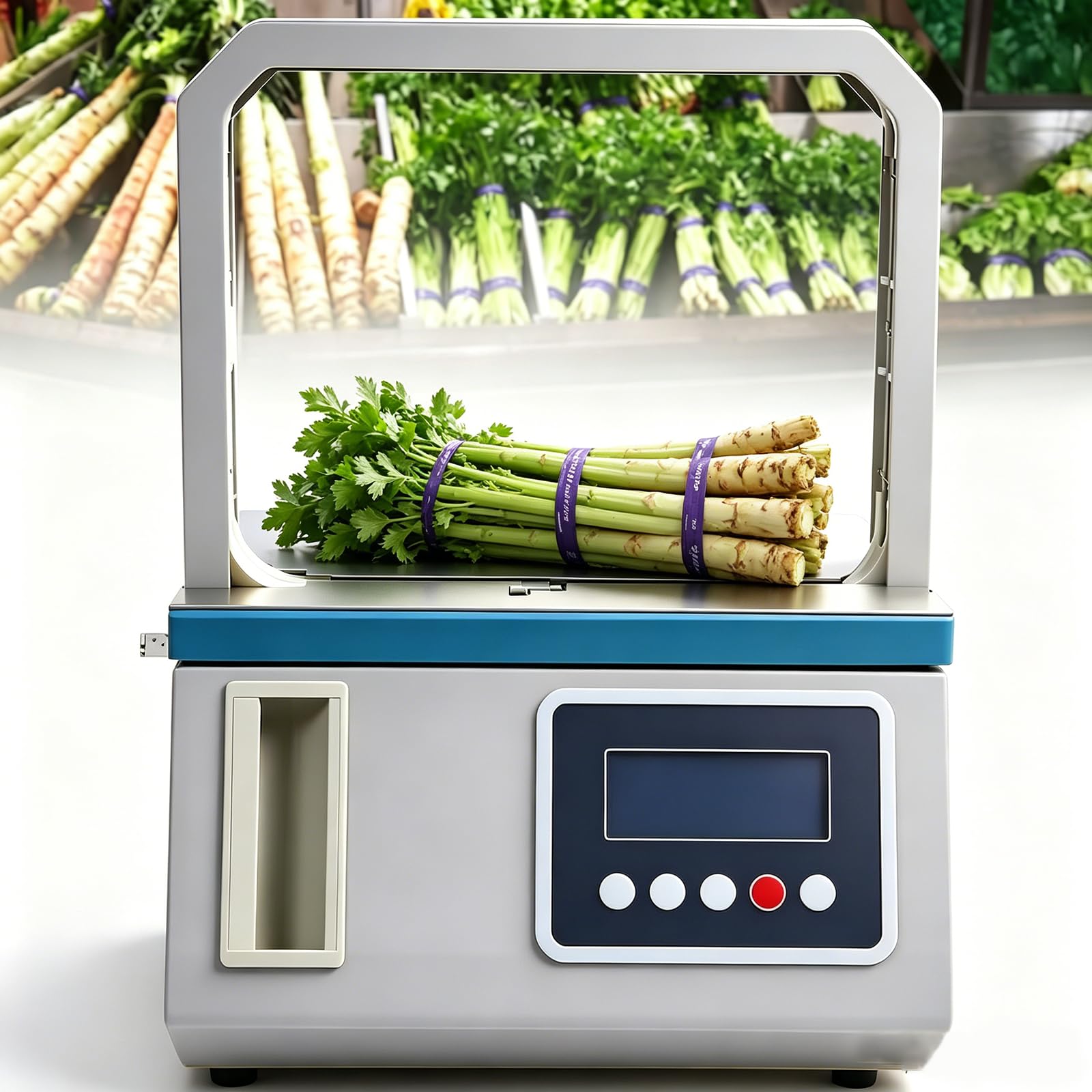 HEIHEIZI Small Automatic OPP Tape Strapping Machine, Photoelectric Intelligent Induction, Supermarket Fresh Vegetable Tying Machine, 1.5s Rapid Band, Two Working Modes, With Count 32×22cm